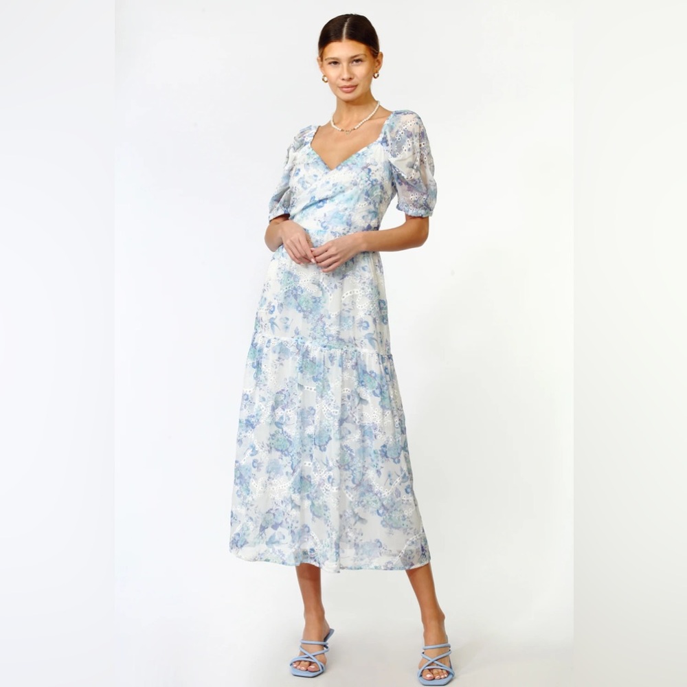 ADELYN RAE Netty Floral Midi Wrap Dress Fairy